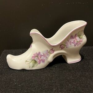 Vintage Fenton Hand Painted Violets Floral Shoe